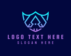 Shield - Cyber Technology Letter A logo design