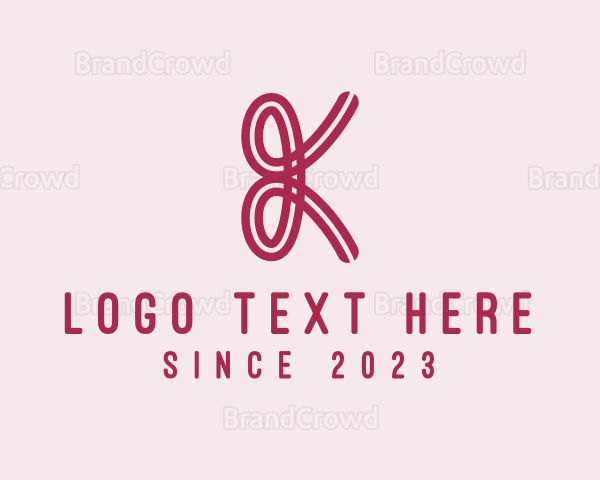 Pink Ribbon Letter K Logo