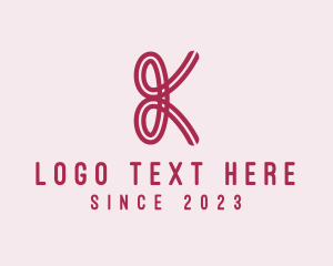 Ribbon - Pink Ribbon Letter K logo design