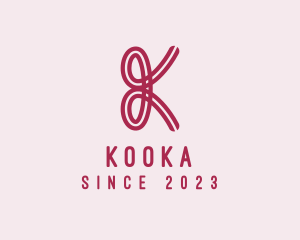 Pink Ribbon Letter K logo design