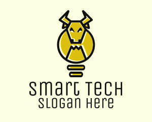 Smart - Bull Light Bulb logo design