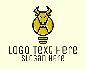 Vegan - Bull Light Bulb logo design