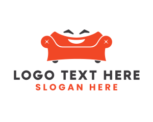 Happy - Orange Smiling Sofa logo design