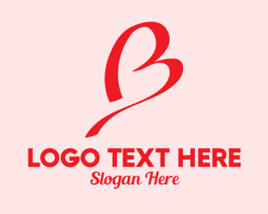 Valentines - Pink Heart Letter B logo design