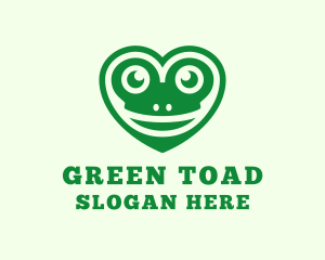 Toad - Green Frog Heart logo design