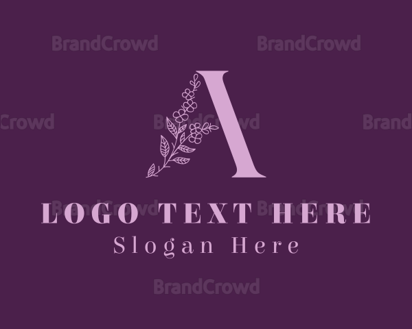Purple Floral Letter A Logo