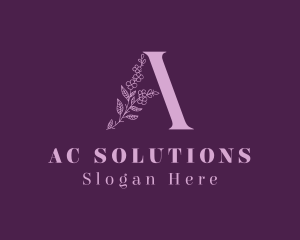 Purple Floral Letter A  logo design