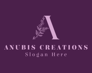 Purple Floral Letter A  logo design