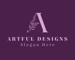 Purple Floral Letter A  logo design