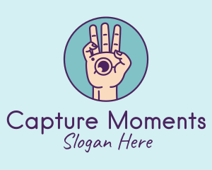 Photographer Hand Camera Lens logo design