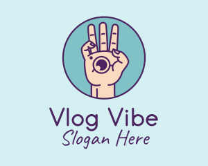 Vlogging - Photographer Hand Camera Lens logo design