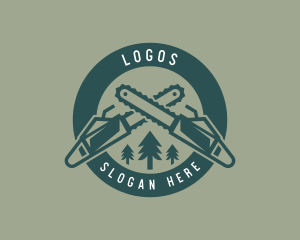 Chainsaw Forest Logging Logo
