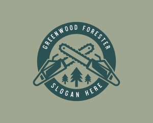 Chainsaw Forest Logging logo design