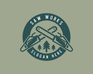 Chainsaw Forest Logging logo design