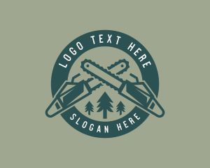 Chainsaw Forest Logging Logo