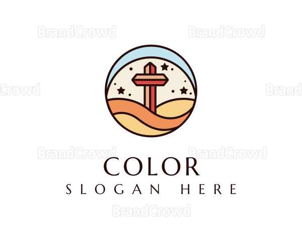 Religious Cross Emblem Logo