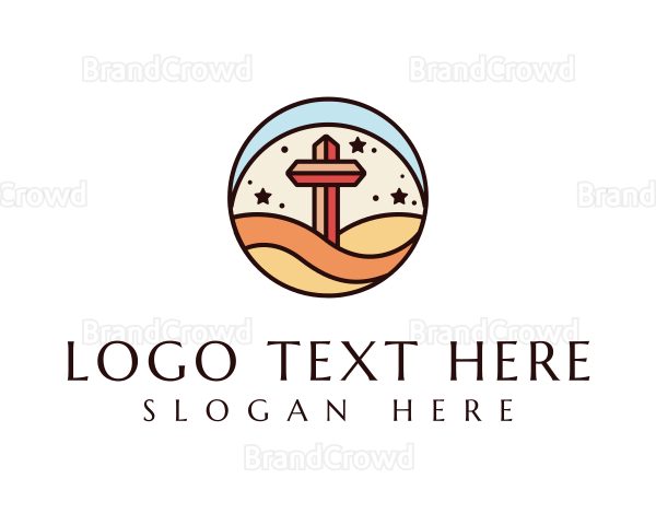 Religious Cross Emblem Logo