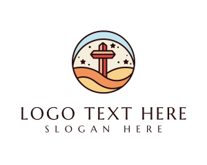Crescent - Religious Cross Emblem logo design