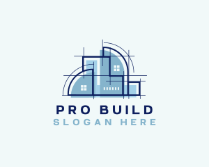 Architect Building Blueprint logo design