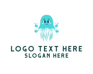 Aquarium - Cute Cartoon Jellyfish logo design