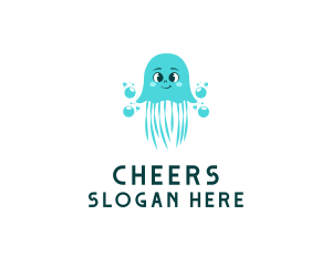 Cute Cartoon Jellyfish Logo