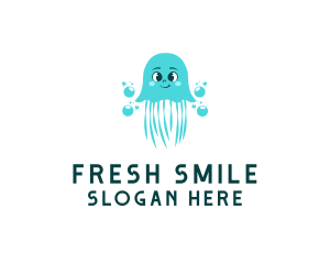 Cute Cartoon Jellyfish logo design