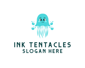 Cute Cartoon Jellyfish logo design