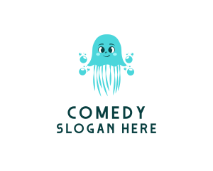Cute Cartoon Jellyfish logo design