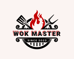 Wok - Chicken Grill Cooking logo design