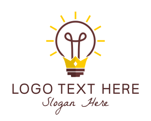 Plug - Royal Crown Light Bulb logo design