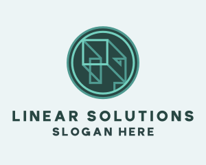 Geometric Linear Cube logo design