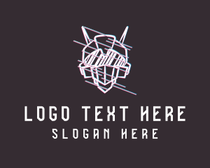 Glitch - Anaglyph Robot Glitch logo design