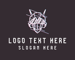 Anaglyph Robot Glitch Logo