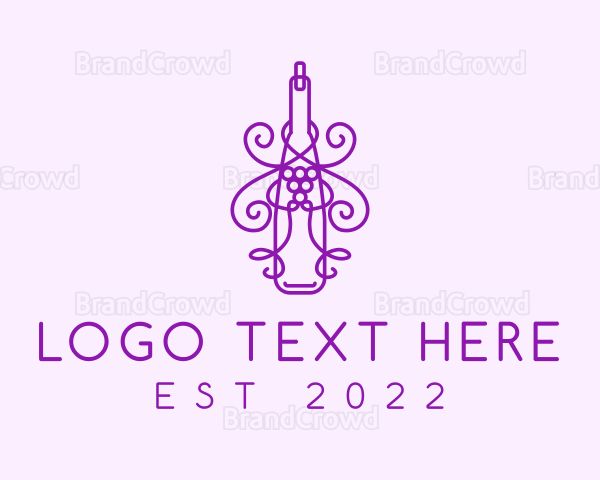 Purple Wine Grape Bottle Logo