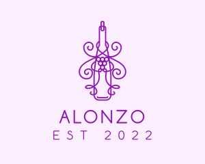 Purple Wine Grape Bottle logo design