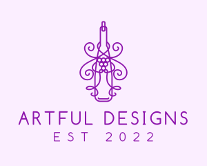 Purple Wine Grape Bottle logo design