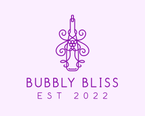 Champagne - Purple Wine Grape Bottle logo design