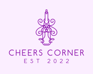 Booze - Purple Wine Grape Bottle logo design