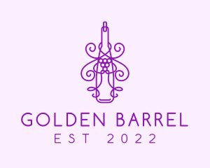 Whiskey - Purple Wine Grape Bottle logo design