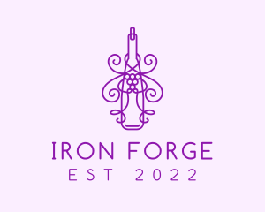 Purple Wine Grape Bottle logo design