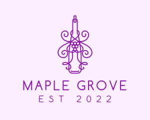 Purple Wine Grape Bottle logo design