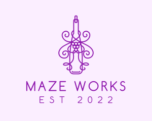 Purple Wine Grape Bottle logo design