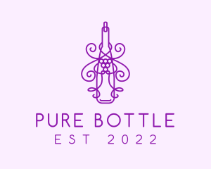 Bottle - Purple Wine Grape Bottle logo design