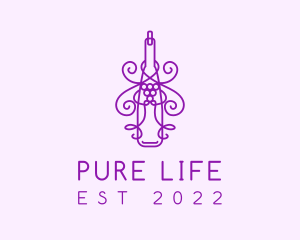 Bottle - Purple Wine Grape Bottle logo design