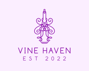 Purple Wine Grape Bottle logo design