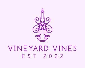 Purple Wine Grape Bottle logo design