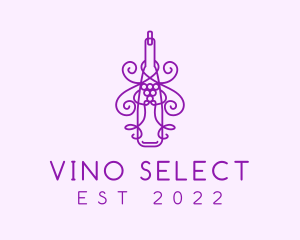 Sommelier - Purple Wine Grape Bottle logo design