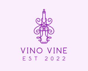 Wine - Purple Wine Grape Bottle logo design