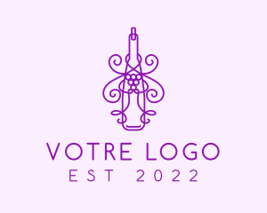 Whiskey - Purple Wine Grape Bottle logo design