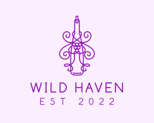 Purple Wine Grape Bottle logo design